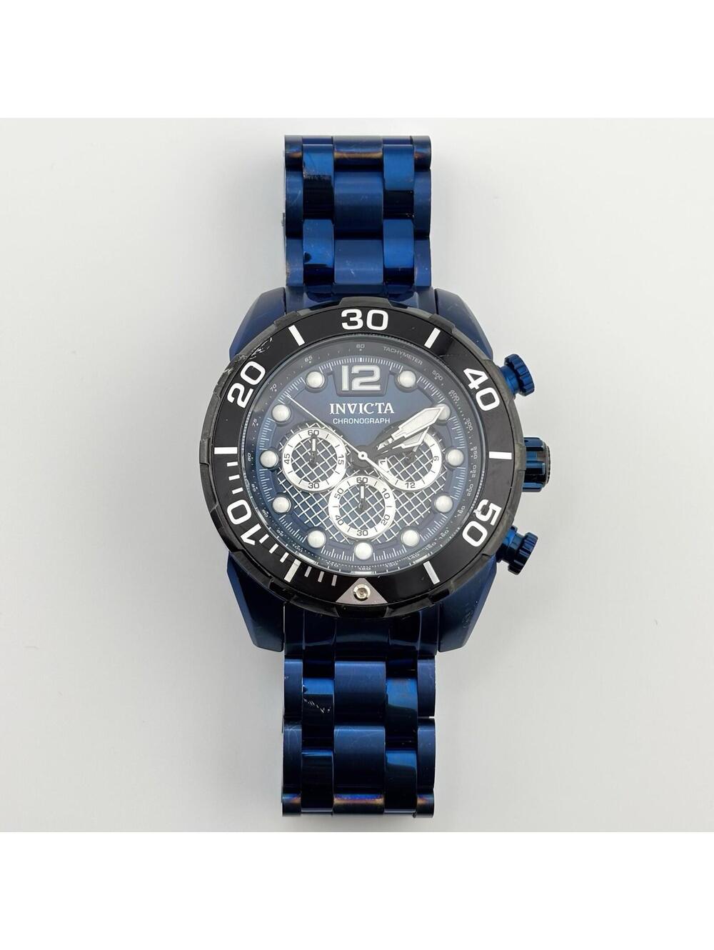 Invicta Pro Diver 33832 Blue Oversized Mens 50mm Chronograph Watch Black Bezel